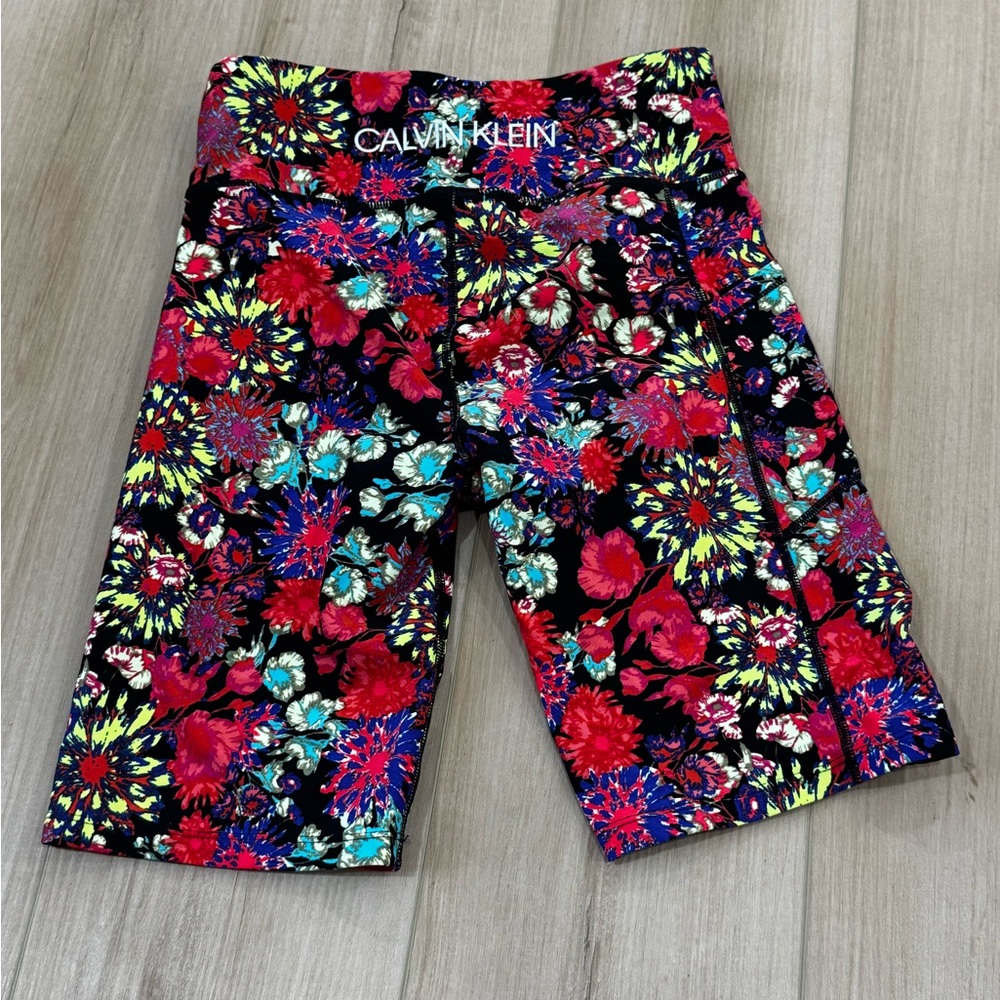 Calvin Klein Floral Bike Shorts Women’s Small Stretch Activewear - Picture 4 of 4